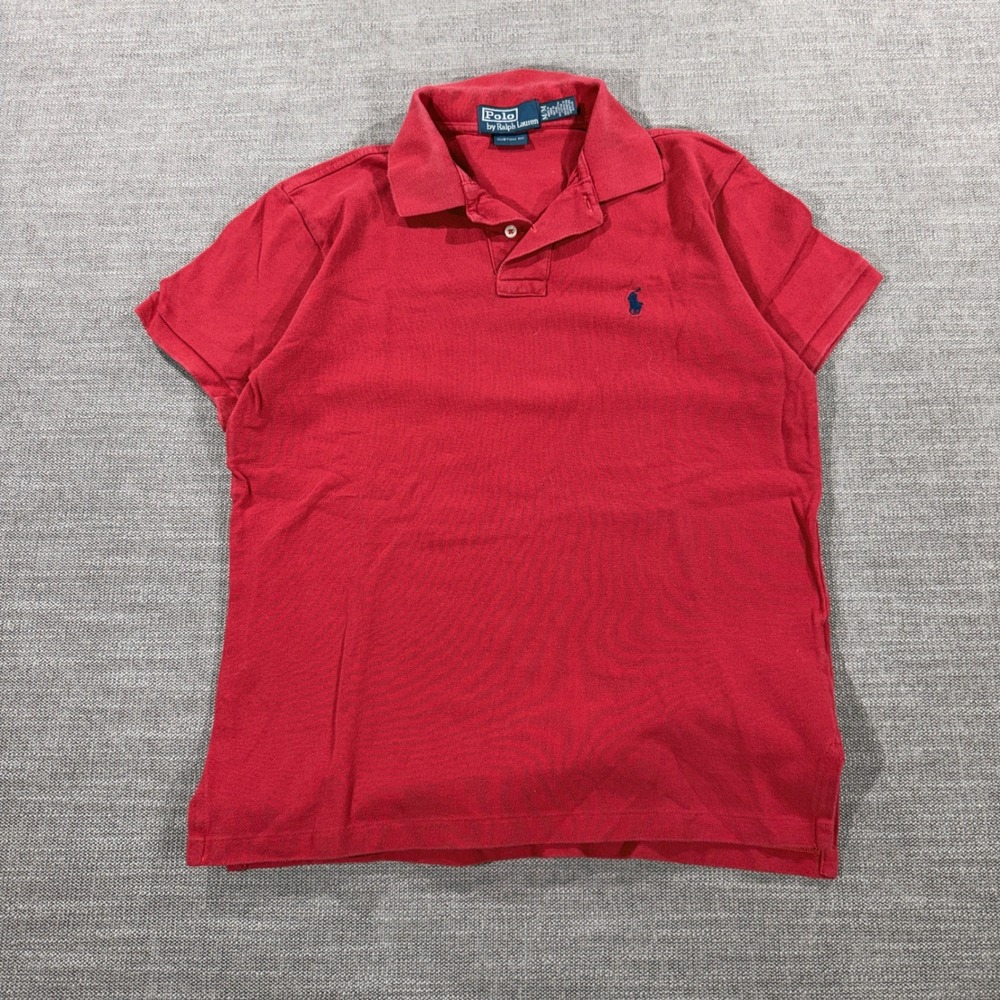 Polo Ralph Lauren Polo Shirt Mens Medium Red Excellent Custom Fit Short Sleeve